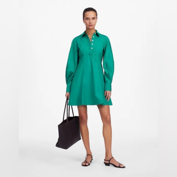 NWT Madewell Seamed Long-Sleeve Mini Shirtdress in Poplin - Picture 1 of 10